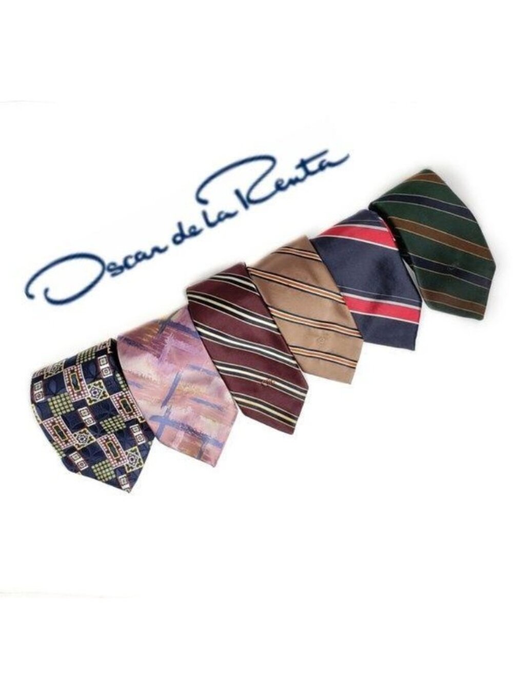 Oscar De La Renta Mens Tie Lot Set Of 6 100% Silk Assorted Patterns & Colors